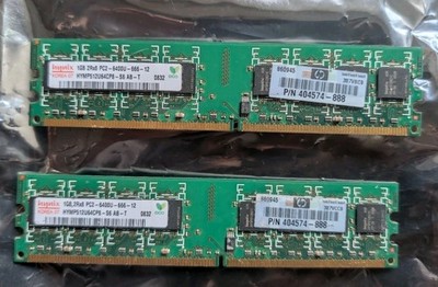 Hynix Memory DDR2 RAM Card 1GB 1Rx8 PC2-6400U-666-12   x2