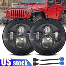 DOT 7" inch Round LED Headlight Hi/Lo Beam For Jeep Wrangler JK TJ CJ LJ