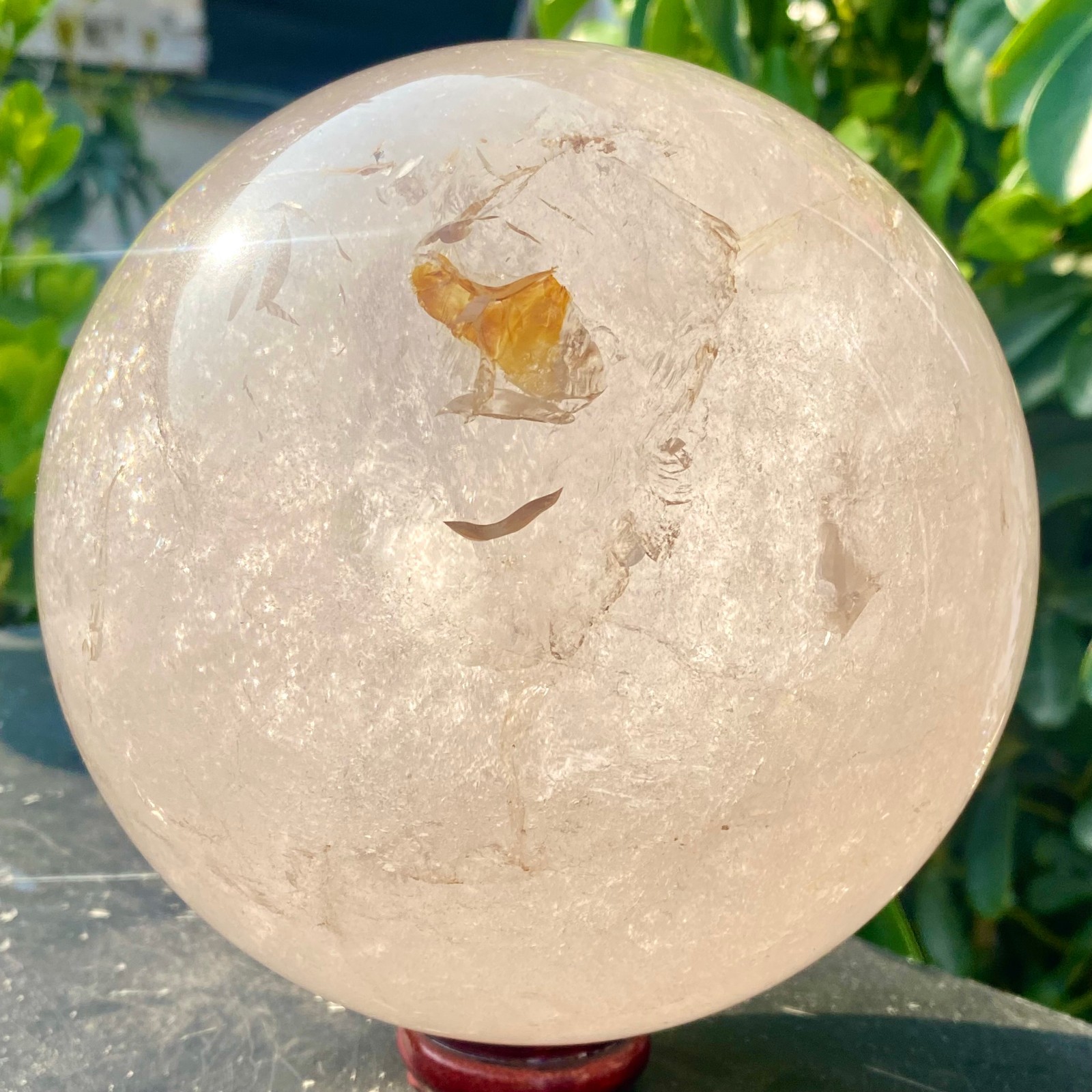 8LB Natural white crystal transparent quartz crystal ball repair