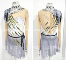 Figure Skating Dress Ice Skating Dress gray dyeing Competition Skating Wear
