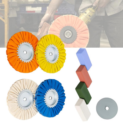 Ketofa 8'' Airway Buffing Wheel Kit, 9 Pcs Aluminum Wheel Polishing Kit in Diame