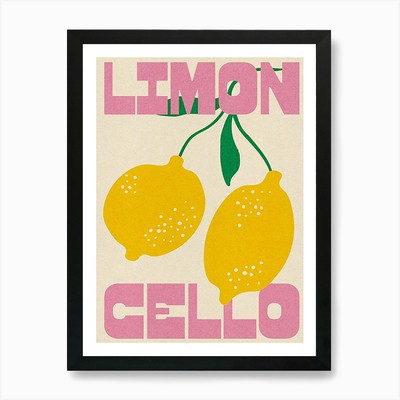 Zitrone Limone Cello Küche Kunst Kunst P gerahmtes Wandbild Poster Leinwanddruck Bild