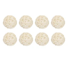 8 Pcs Wicker Rattan Balls 3.9 Inch Rattan Decorative Balls White