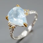 Handmade Natural Aquamarine Ring 925 Sterling Silver Size 6.5 /R466219