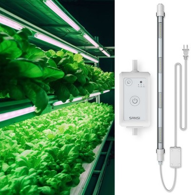 SANSI Dimmable LED Grow Light T8 Strips Full Spectrum 25W=195W Timer Hydroponics