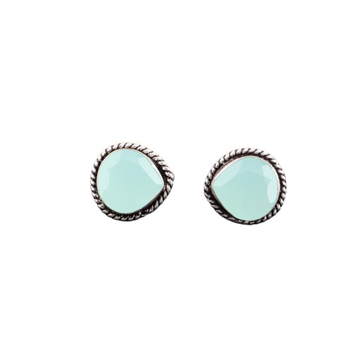 Aqua Chalcedony Gemstone 925 Sterling Silver Jewelry Partywear Cufflinks 0.62" - Picture 6 of 6