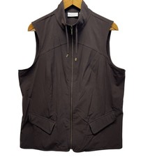 Weekends by Chicos Womens Brown Mock Neck Full Zip Utility Vest Size 2 Large