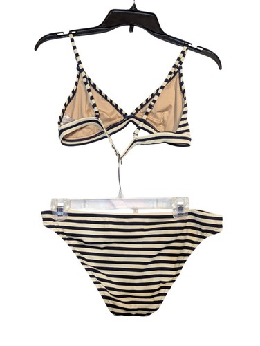 Striped Bikini Set Navy & Cream J.Crew Medium Size Womens Swimwear - Picture 3 of 5