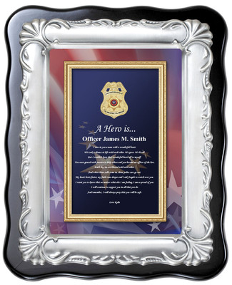 Law Enforcement Policeman Sheriff Gift Brush Silver Plaque