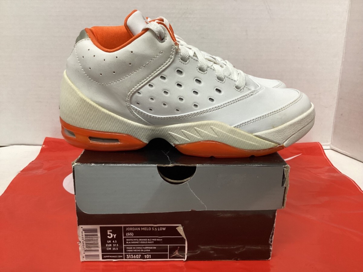 Jordan Melo 5.5 Low (GS) Kids sneaker #313607 101 Size 5 White