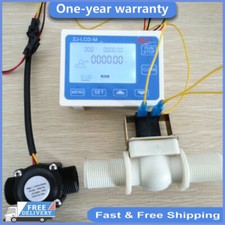 NEW 1" Water Flow Control LCD Meter + Flow Sensor + Solenoid valve Fast shipping