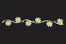 Unotrim 1.5" White Petal/Yellow Center/Green Iron on Daisy Embroidered Trim