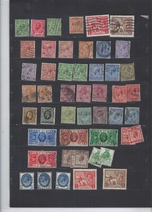 GREAT BRITAIN-SELECTION-GEORGE V-MOST USED-F-VF-SOME PERFINS-SHADES-#EE