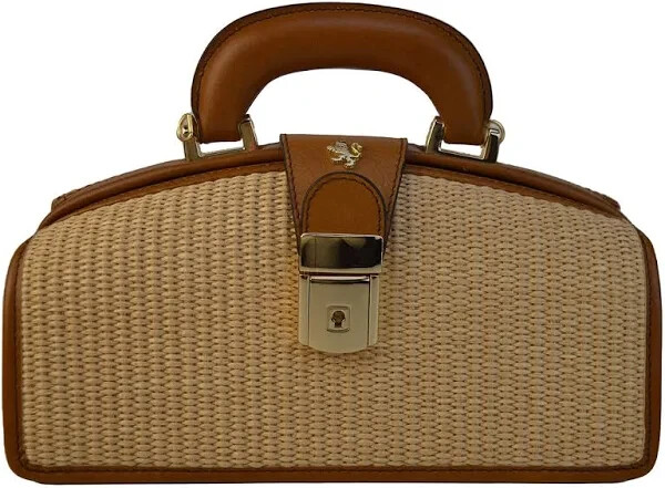 Pratesi Firenze Doctor's Handbag Leather/Raffia Padded Handle