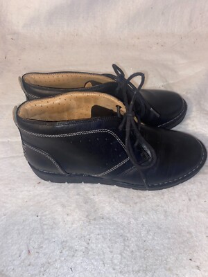 Clarks Unstructured Shoes Womens 7N Casual Low Sneakers Black Leather Lace Up