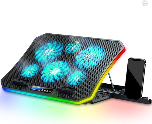 Topmate C12 Laptop Cooling Pad RGB Gaming Notebook Cooler for Desk and Lap Use, - Picture 11 of 12