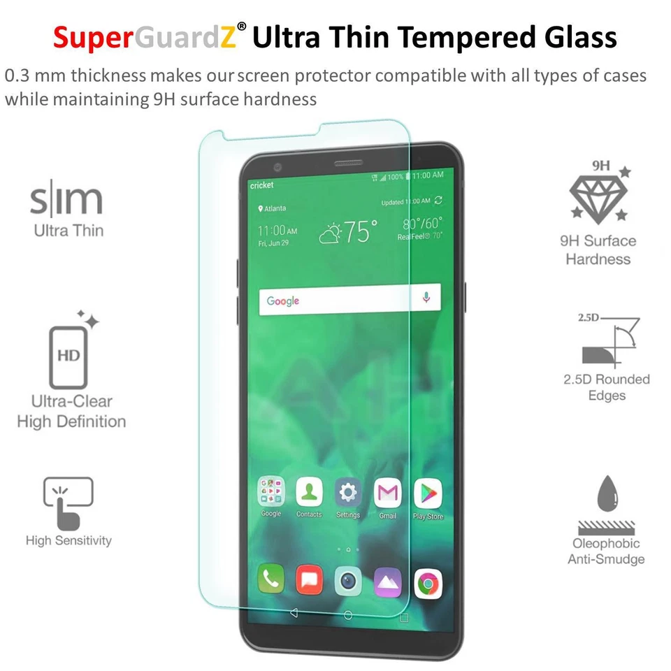 [3-PACK] LG Stylo 4 SuperGuardZ Tempered Glass Screen Protector Saver Case Cover - Image 3 of 4