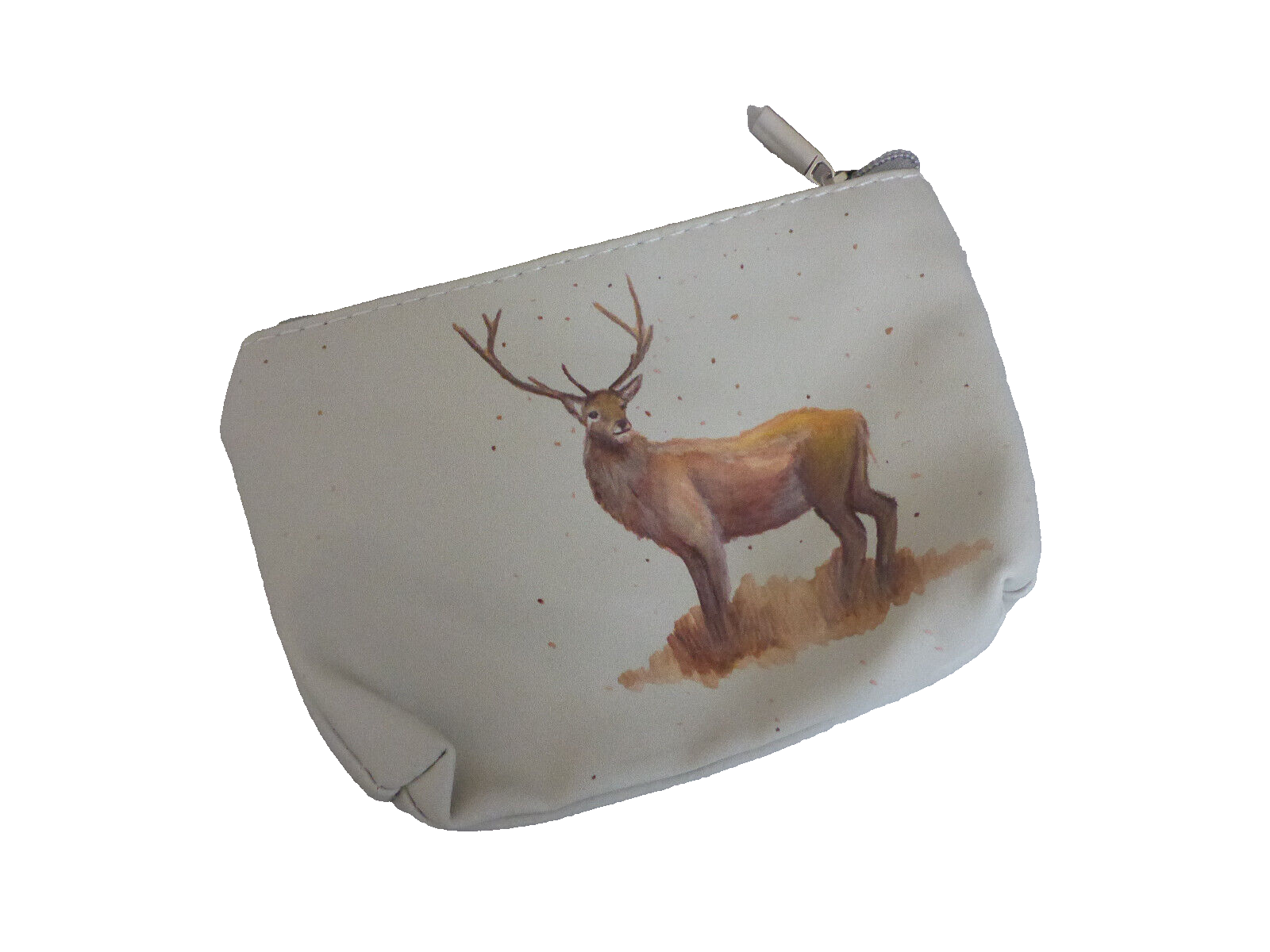 Black Ginger Kat Jackson British Artist Stag Natural Beige Animal Coin Zip Purse