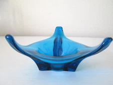 Vtg Blunique Viking Glass Triangle Bowl