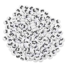 100 Round Acrylic 7mm Letter Beads - Letter E