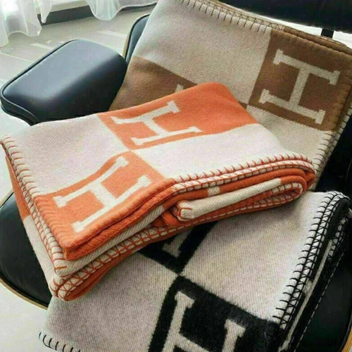 135X175CM Letter H Shawl Cashmere Blanket Orange Warm Throw Sofa Plaid Xmas Gift - Picture 3 of 41