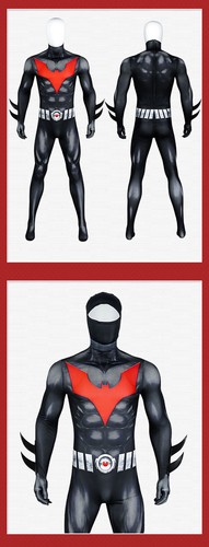 Comic DC Batman Beyond Men Jumpsuit Cosplay Costumes Bodysuit Mask Helmet - Picture 9 of 12