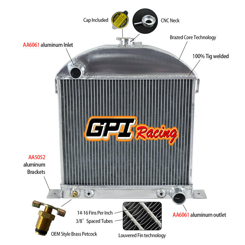 Aluminum Radiator Fit Ford Model A Chopped W/Chevy Engine 1928-1931 ...
