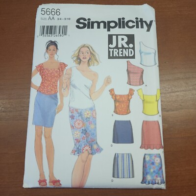 Simplicity Pattern 5666 Size 3/4-9/10 Junior Skirt -Two Lengths Tops UNCUT