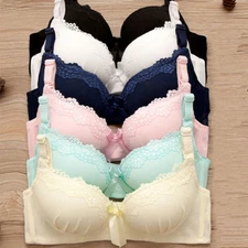 Teenager's Bras 30-36 AAA AA A B Cotton Lace Push Up Bra Wireless Sexy Lingerie