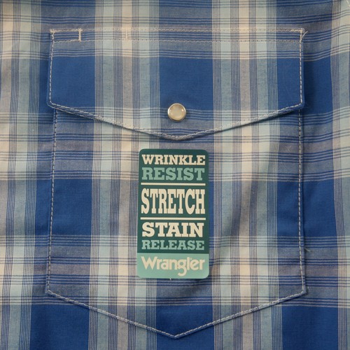 NWT Wrangler Western Shirt M Blue Plaid Pearlsnap Short Sleeve Rodeo Ranch - Picture 5 of 11