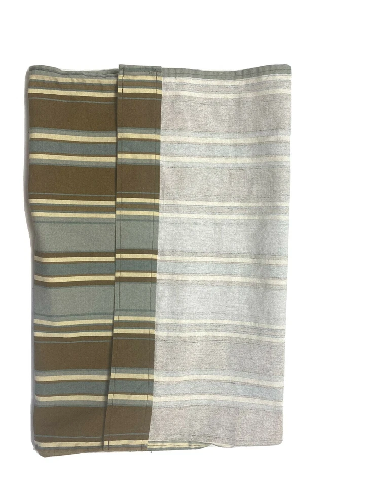 4 Paneles Cortinas Mills Coloniales Hechos a Mano Azul Marrón Rayas Lona Cortinas Foto 3 de 4