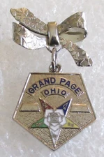 Vintage Order of the Eastern Star Grand Page Ohio Award Pin Brooch - OES Masonic