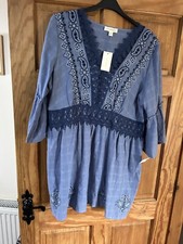 Very Pretty Crochet Style Embroidered Navy Dress / Top Tk Maxx 18 / 20