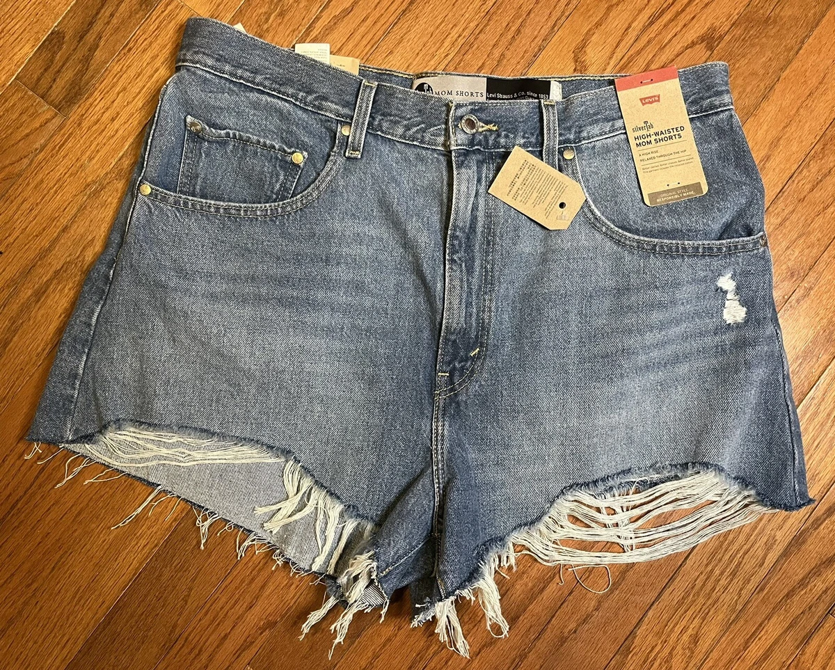 Womens Levis Silvertab High Waisted Mom Jean Shorts Cutoffs Size 33 NEW