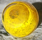 Apple Yellow Splatter paperweight Green Stem Art Glass Hand Blown Paperweight — photo 4