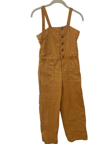 Finding Foxtale Cartwheel Jumpsuit Yellow Girls 10 Mustard Gold Button-Front Jum - Picture 3 of 10