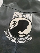 Leather Motorcycle Vest Concealed Carry Pockets POW MIA Patch 3XL Grunge Biker