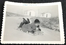 Vintage Photograph child on sled...As Pictured