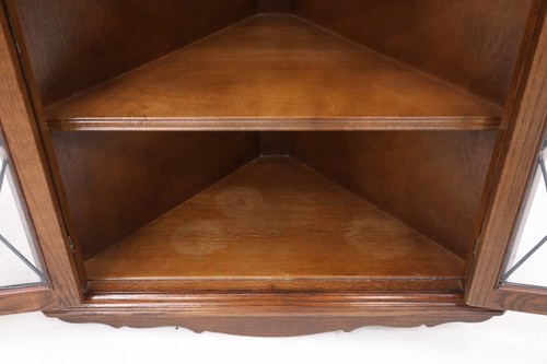 Old Charm Oak Hanging Corner Display Cabinet in Tudor Brown #19 FREE UK Delivery - Picture 11 of 17