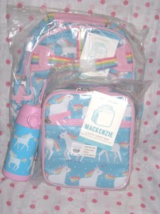 New Pottery Barn Kids Large Aqua Unicorn Horse Backpack L Bag