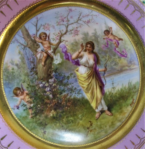 Superb 19th C. ROYAL VIENNA ART NOUVEAU Cabinet Plate "Love Awakening" c. 1890s - Picture 2 of 8