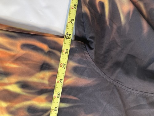 BENNY'S POLYESTER BLEND SHORT SLEEVE BUTTON UP SHIRT FIRE FLAMES SIZE LARGE - Picture 4 of 6