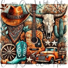 20oz Skinny Tumbler Sublimation Transfer Country Western Ready To Press