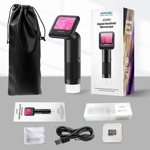 APEXEL 800X Handheld DigitalMicroscope 2”LCD Screen Adjustable Light+SD Card USB - Picture 16 of 16