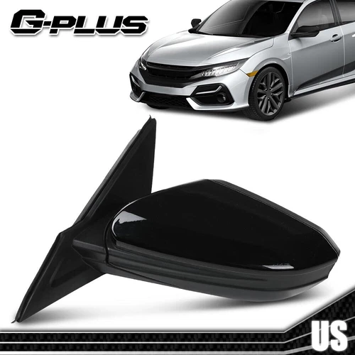 Fit For 16-21 Honda Civic 1.5 2.0L Power Heated Mirror w/5-Pin Left Driver Black