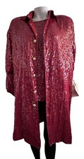 Nwt Vtg 80s Beaded Sequin Red 100% Silk Jacket /shirt Party Show Gorgeous 2xl