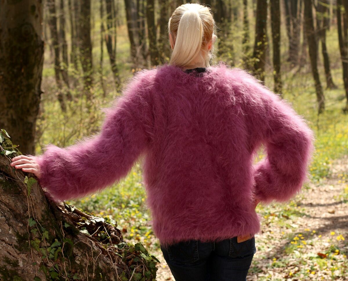 Purple mohair sweater fuzzy pullover hand knitted fluffy Purple mohair sweater fuzzy pullover hand knitted fluffy