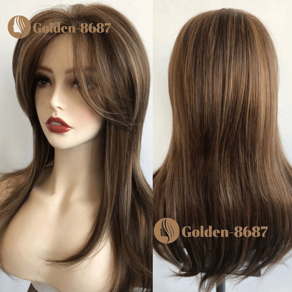Golden mid-section long wig yv30815