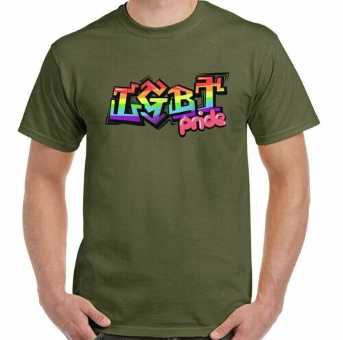 LGBT Graffiti Mens Gay T-Shirt Pride Rainbow Colours Top Tee Outfit Clothing - Picture 17 of 28