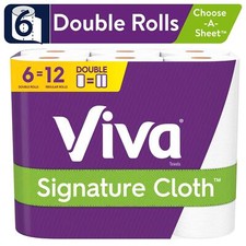 6 Double 12 Regular ROLLS Viva Signature Cloth Choose-A-Sheet Paper Towels